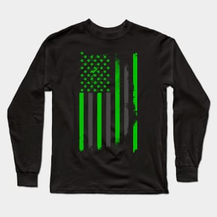 Green US Flag Long Sleeve T-Shirt